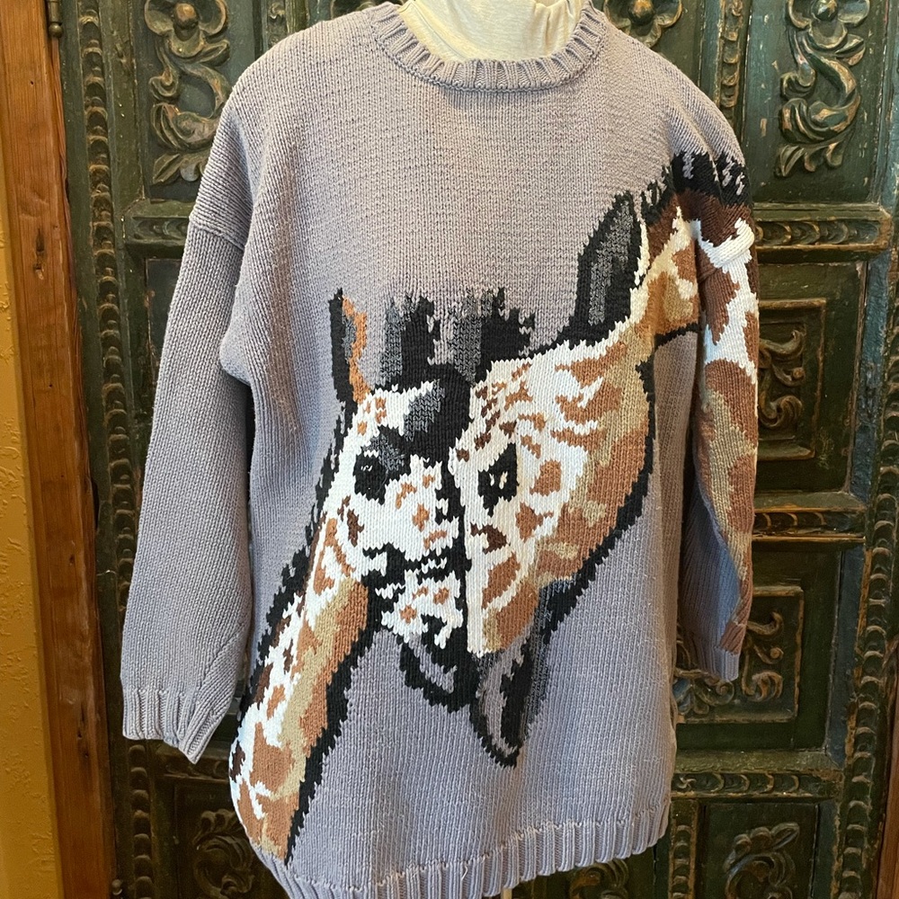 Rare Vintage Krizia MM Mirrors Giraffe Sweater Split Hem Oversized Tunic